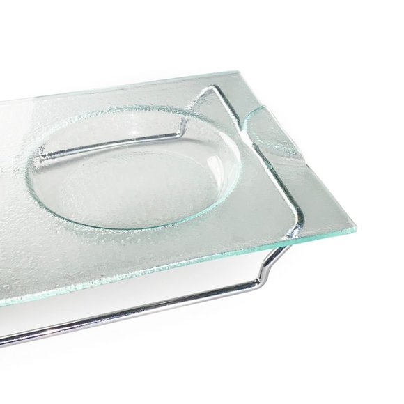 3-Section Designer Glass TAPAS, APPETIZERS or CONDIMENTS SERVING SET - Picture 4 of 5